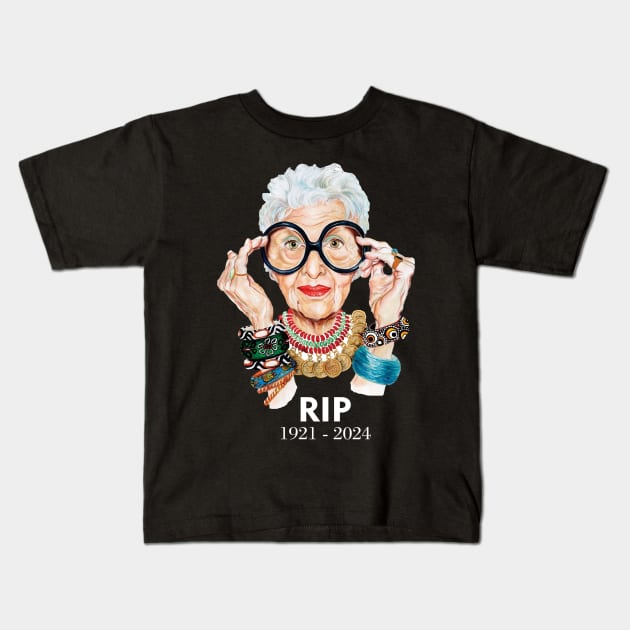 iris apfel rip Kids T-Shirt by lightsdsgn